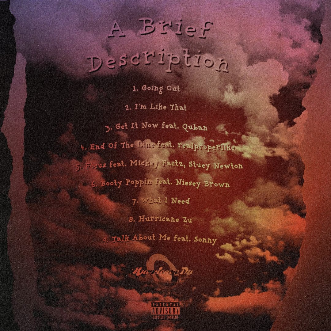 Proposed tracklist cover art for Hurricane Du that was never used.